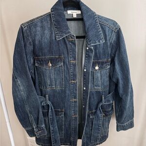 Balmain Blue Denim Jacket with Tie Waist
